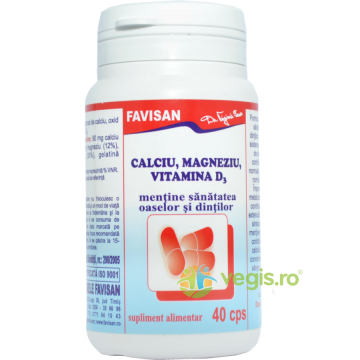 Calciu, Magneziu, Vitamina D3 40cps