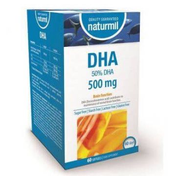 DHA 50%, Omega 3, 500 mg, 60cps - Naturmil