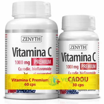 Pachet Vitamina C cu Rodie, Bioflavoniode si Resveratrol 1000mg 60cps+30cps