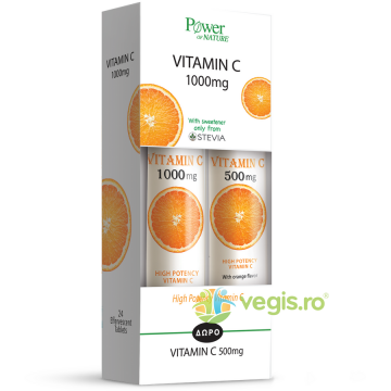 Pachet Vitamina C 1000mg 20tb efervescente + Vitamina C 500mg 20tb efervescente