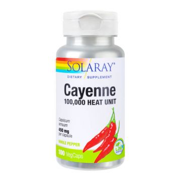 Cayenne ardei iute 450 mg Solaray, 100 capsule, Secom