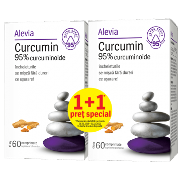 Curcumin 95% curcuminoide 60 comprimate, Alevia (1+1 pret special)