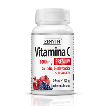 Vitamina C Premium cu rodie, bioflavonoide și resveratrol 1000 mg, 30 capsule, Zenyth