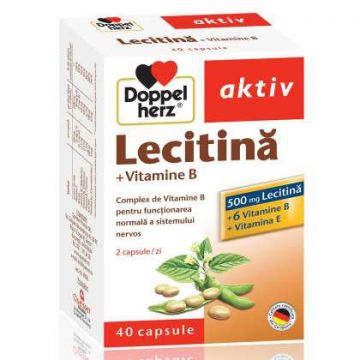 Lecitina plus Vitamine B si Vitamina E DoppelHerz 40 capsule (Concentratie: 500 mg)