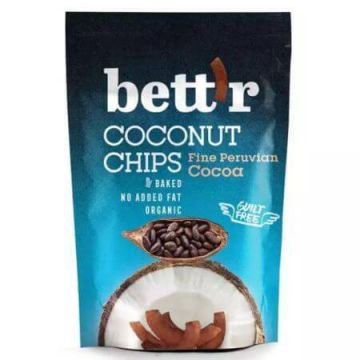 Chips Bio de cocos cu cacao Fine Peruvian Cocoa, 70 g, Bettr