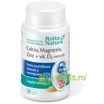 Calciu Magneziu Zinc + Vitamina D2 Naturala 30cps