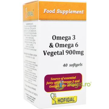 Omega 3 si Omega 6 Vegetal 900mg 40cps