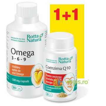 Pachet Omega 3-6-9 90cps + Coenzima Q10 15mg 30cps
