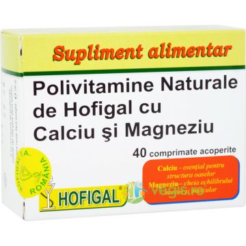 Polivitamine Naturale cu Calciu si Magneziu 40cpr