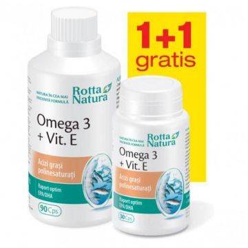 Omega 3 Vitamina+E 1000mg 90cps+30cps Gratis - Rotta Natura