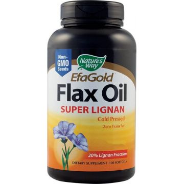 Flax Oil Super Lignan (acizi grasi Omega-3/6/9) 100tb - Nature's Way - Secom