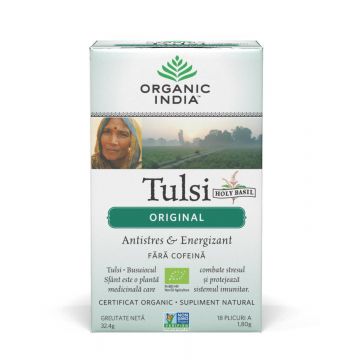 Ceai Tulsi (Busuioc Sfant) - antistres si energizant - 18pl - ORGANIC INDIA