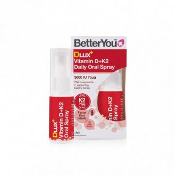 Dlux+Vitamin D3 3000 UI, 75mcg+K2 Oral Spray 12ml, BETTERYOU