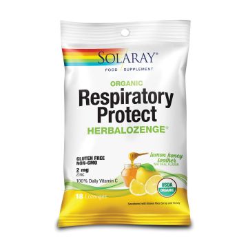 Respiratory Protect dropsuri de supt, lamaie si miere, 18buc - Solaray - Secom