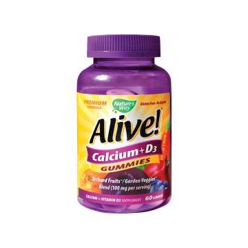Alive Calcium + D3 Gummies 60cps Natures Way, Secom
