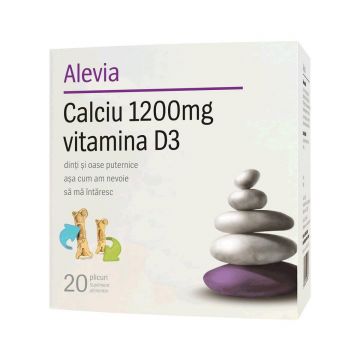 Calciu 1200mg vitamina D3 20pl, Alevia