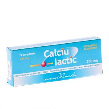 CALCIU LACTIC 500MG 20cpr, Remedia