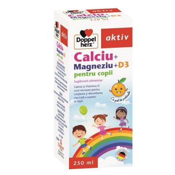 DOPPEL AKTIV CALCIU + MAGNEZIU + D3 pentru copii 250ml, Doppelherz