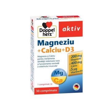 DOPPEL AKTIV MAGNEZIU + CALCIU + D3, 30cpr, Doppelherz