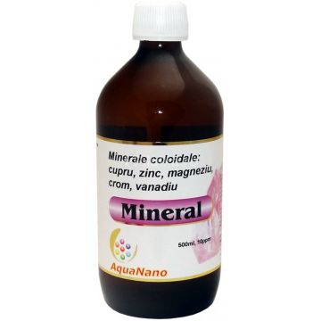 MINERAL cupru, zinc, magneziu, crom, vanadiu coloidal 10ppm 500ml, AQUANANO