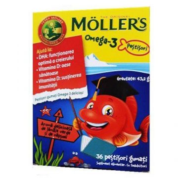 OMEGA 3 PESTISOR JELEURI 36buc, MOLLERS Capsune