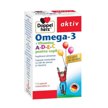 Omega 3 Vitamina A + D + E + C pentru copii 30cps, Doppelherz