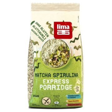 Porridge Express cu matcha si spirulina fara gluten, eco-bio, 350g - Lima