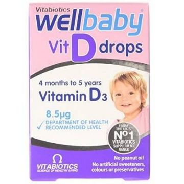 WELLBABY VITAMINA D PICATURI 30ml, VITABIOTICS LTD