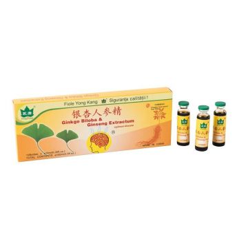 Ginkgo Biloba si Ginseng Extractum, 2500mg, 10 fiole - YONG KANG