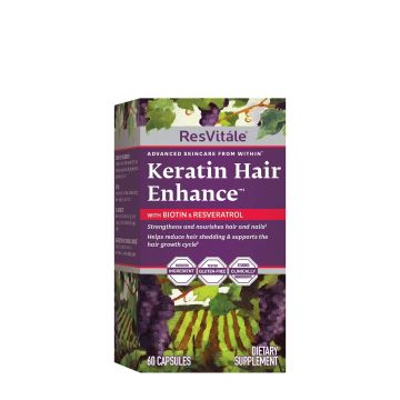 Keratin Hair Enhance Cu Biotina & Resver 60 Capsule - GNC