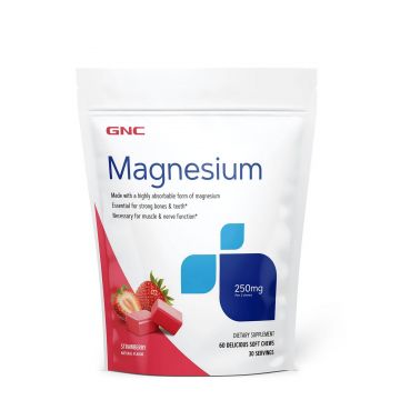Magneziu Aroma Capsuni, 250mg, 60 Caramele - GNC