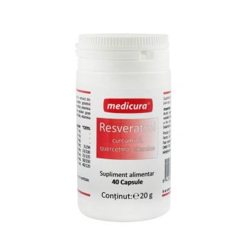 Resveratrol, curcumina, quercetina, vitamine, 40 capsule Medicura