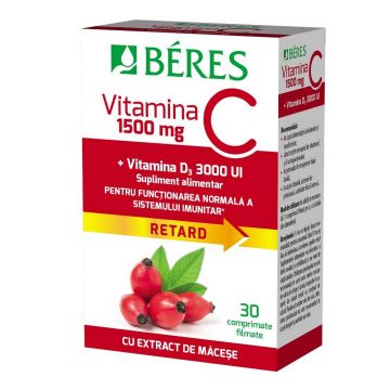 Vitamina C 1500mg si Vitamina D3 3000UI, 30cpr - Beres
