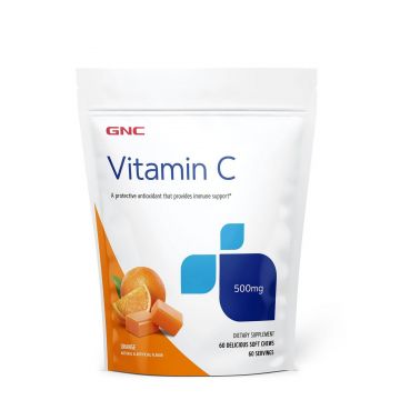 Vitamina C Aroma Portocale, 500 Mg, 60 Caramele - GNC
