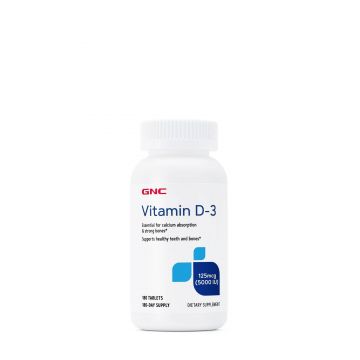 Vitamina D-3, 125 Mcg 5000iu, 180 Tablete- GNC