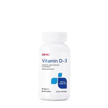 Vitamina D-3, 25 Mcg 1000ui, 180 Tablete- GNC