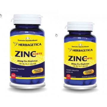 Zinc Forte 30mg, Herbagetica 30 capsule