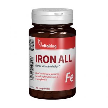 Fier cu Vitamina B&C 100cpr Vitaking
