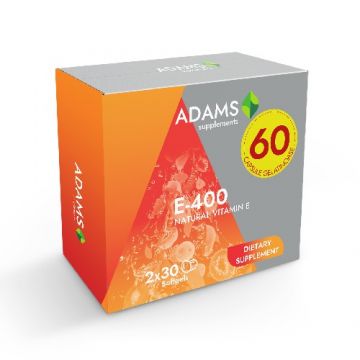 Pachet Vitamina E 400 naturala 30 capsule Adams 1+1 GRATIS