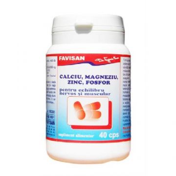 Calciu, Magneziu, Zinc, Fosfor 40cps Favisan