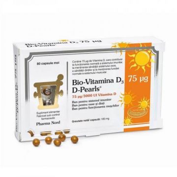 Bio-vitamina D3 D-pearls 3000ui, 75mcg, 80cps - Pharma Nord