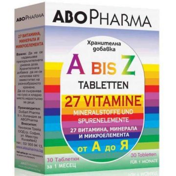 Complex de vitamine si minerale și oligoelemente A-Z, 30cps - Abo Pharma Complex de vitamine si minerale și oligoelemente A-Z, 30cps - Abo Pharma