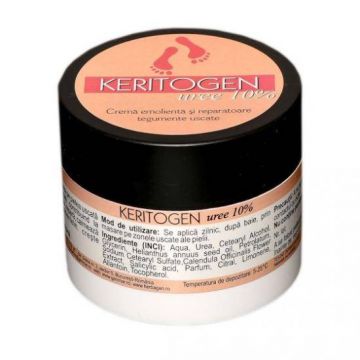 Crema emolienta si reparatoare tegumente uscate Keritogen 10% uree, 50ml - Herbagen