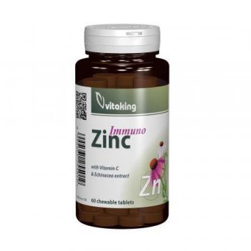 Immuno Zinc masticabil cu Vitamina C si Echinacea, 60cpr - Vitaking