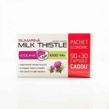 Silimarina si Colina Milk Thistle, 1000mg, 120cps - ZDROVIT