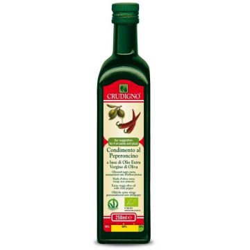 Ulei masline extravirgin cu ardei iute, eco-bio, 250ml - Crudigno