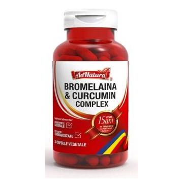 Bromelaina si curcumin complex, 30cps - Adnatura