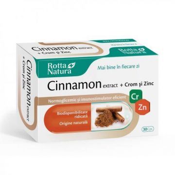 Cinnamon extract, Crom si Zinc, 30cps - Rotta Natura