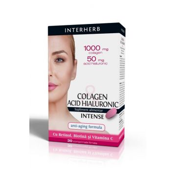 Colagen si acid hialuronic intense, 30cpr - INTERHERB