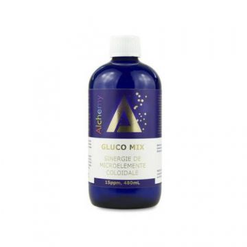 Gluco Mix, sinergie de aur, argint, crom si vanadiu coloidal 15ppm, Alchemy, 480ml - AGHORAS Gluco Mix, sinergie de aur, argint, crom si vanadiu coloidal 15ppm, Alchemy, 480ml - AGHORAS